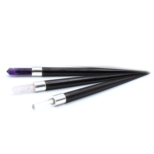Einfacher spitzer Heilstab - Rose, Stein, Amethyst