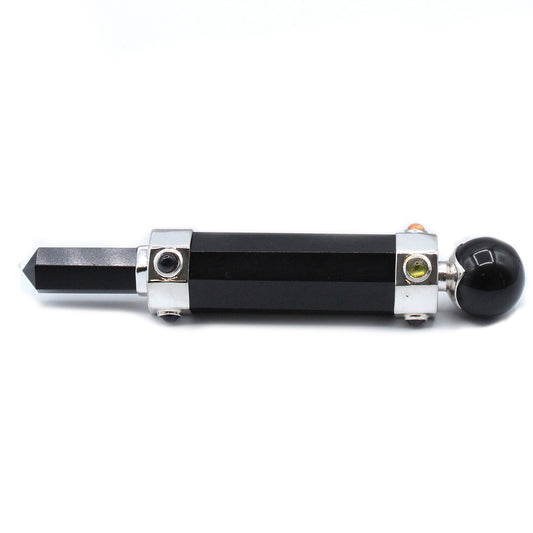 Hexagonal  Kristallheilstab - 12 cm - Schwarzer Achat