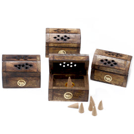 Mini-Räucherkegel-Räucherbox – Mangoholz (1 Stück)
