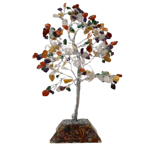 Edelsteinbaum mit Organitbasis – 160 Steine – Multi