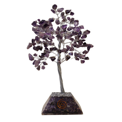 Edelsteinbaum mit Organitbasis – 160 Steine – Amethyst