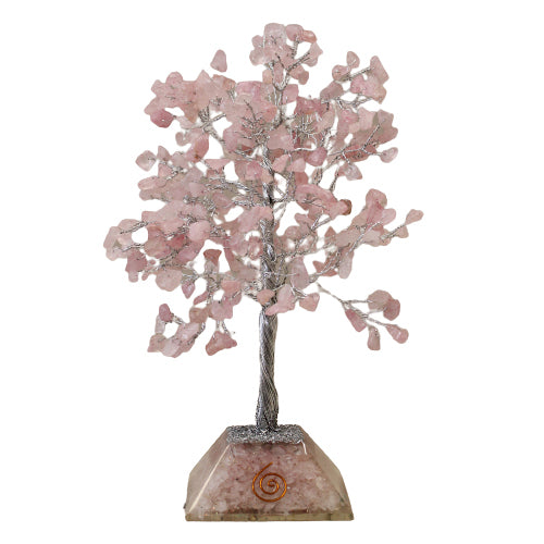 Edelsteinbaum mit Organitbasis – 320er Stein – Rosenquarz