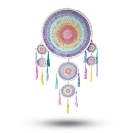 Großer Traumfänger (55 cm) – Pastell-Regenbogen