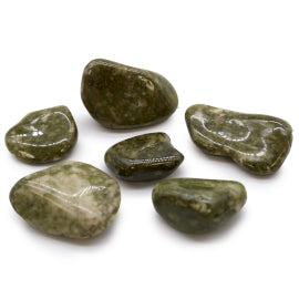 Bag of 6 large African tumbled stones – Epidote Snowflake
