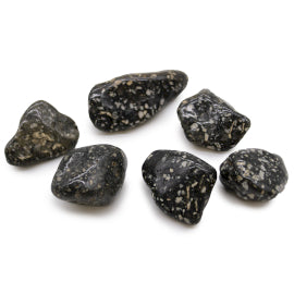 Bag with 6 large African tumbled stones – Guinea fowl bag with 6 large