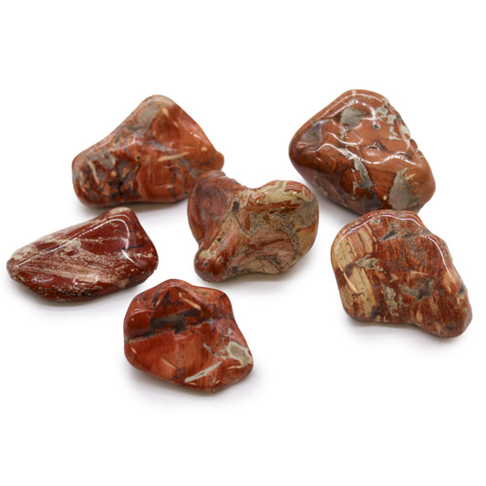 Bag of 6 large African tumbled stones – light jasper – breccia stone