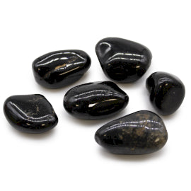 Bag of 6 large African tumbled stones – Black Onyx