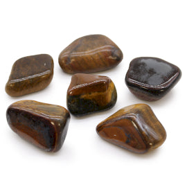 Bag with 6 large African tumbled stones – Tiger Eye – multicolored
