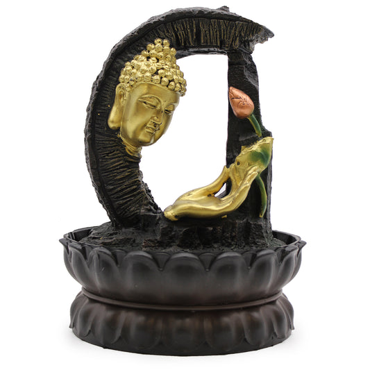 Tischwasserspiel – 30 cm – Goldener Buddha und Lotus