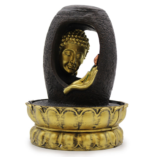 Tischwasserspiel – 30 cm – Goldener Buddha und Vitarka Mudra