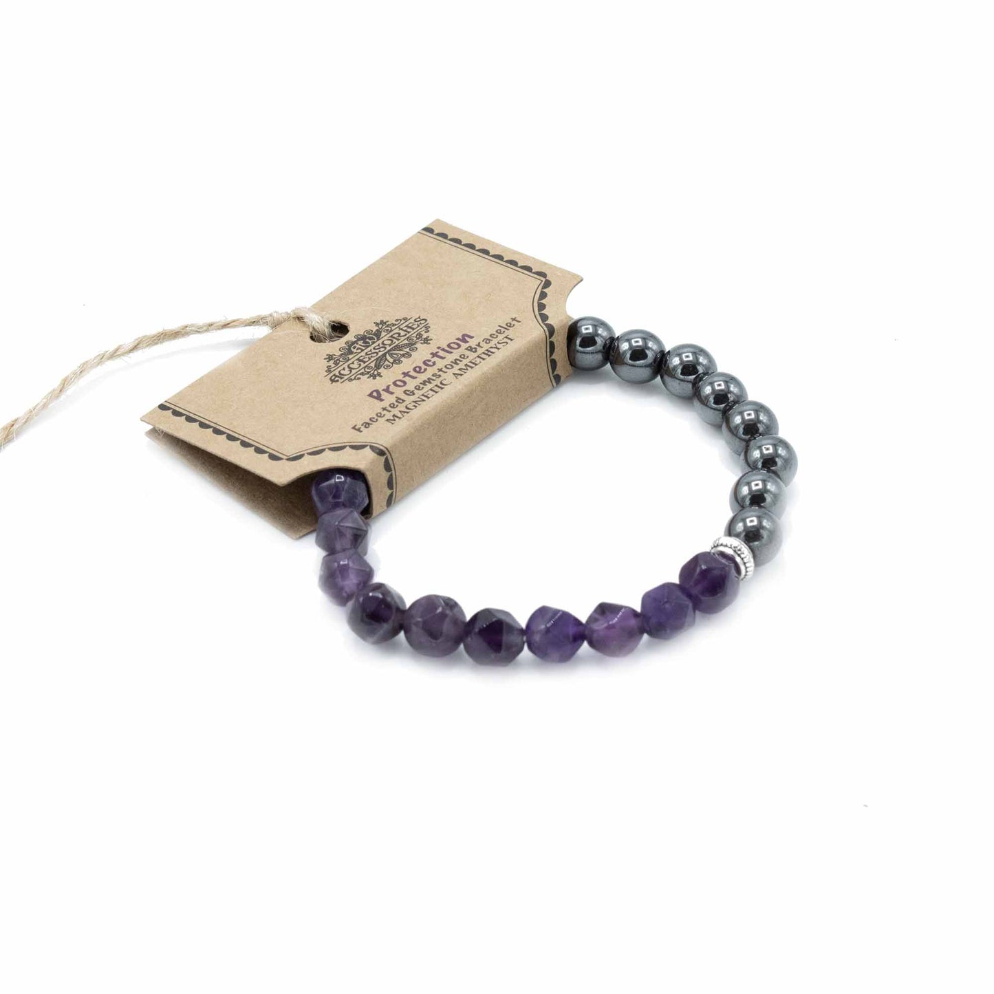 Facettiertes Edelsteinarmband – Magnetischer Amethyst