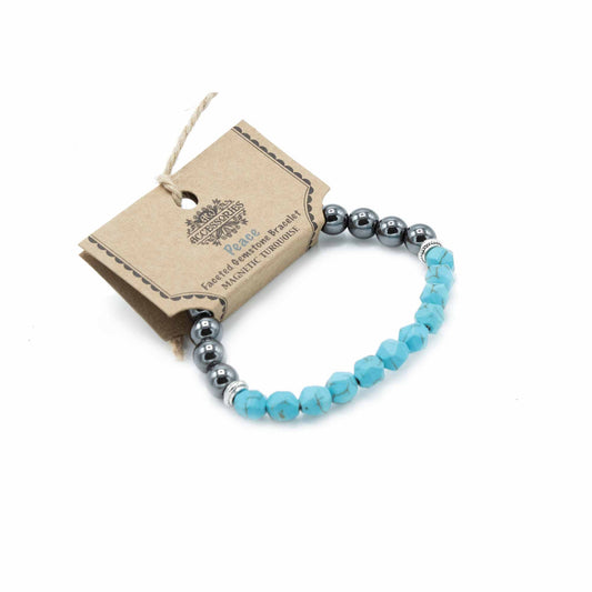 Facettiertes Edelstein-Armband – magnetischer Türkis