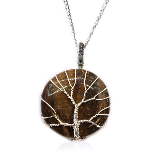 Tree of Life Gemstone Necklace – Tiger's Eye