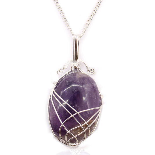 Wirbelgewickelte Edelsteinhalskette – Amethyst