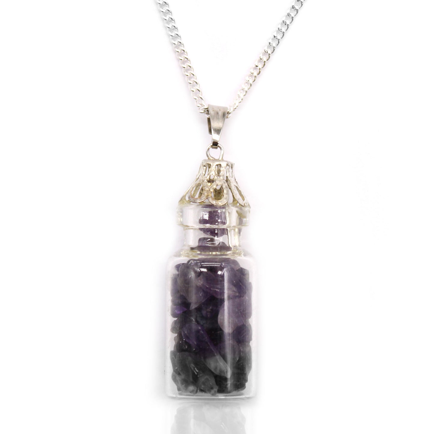 Necklace with bottled gemstones – Amethyst