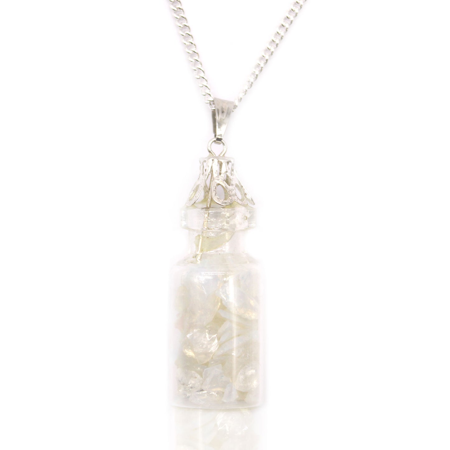 Necklace with bottled gemstones – Opalite