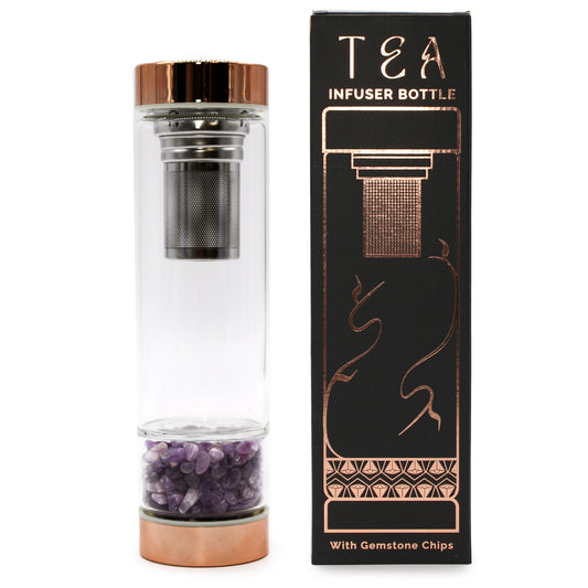 Tee-Ei-Flasche aus Kristallglas – Roségold – Amethyst