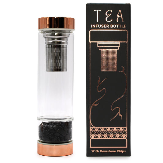 Tee-Ei-Flasche aus Kristallglas – Roségold – Onyx