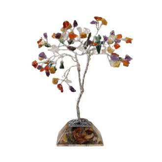 Edelsteinbaum mit Organitbasis – 80 Steine – Multi