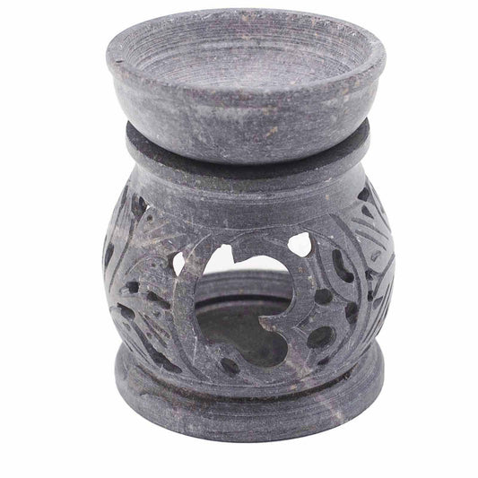 Small soapstone fragrance lamp 8 cm - Om