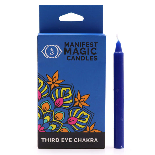 Manifest-Magiekerzen (12er-Pack) – Dunkelblau – Chakra des dritten Auges