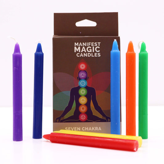 Sieben Chakra-Manifest-Kerzen (7er-Pack)
