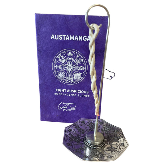 Set aus Räucherstäbchen und versilbertem Halter – Astamangal