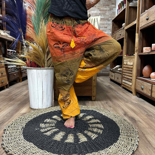 Yoga- und Festivalhose – High Cross Himalayan Print auf Orange