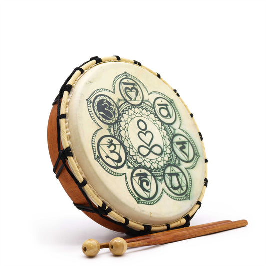 Chakra-Schamanische Trommel mit Stöcken – 25 cm