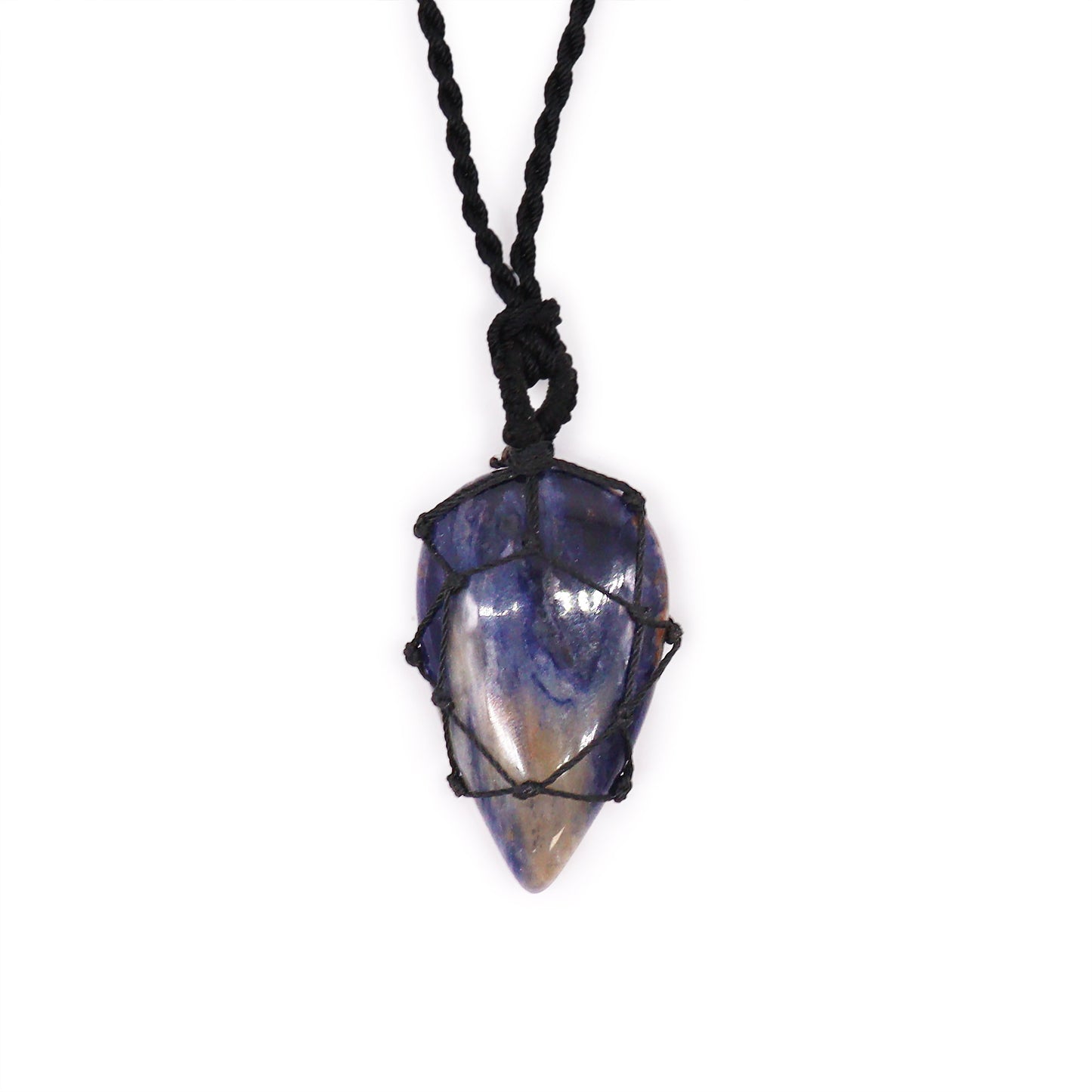 Laced gemstone drop pendant – Sodalite