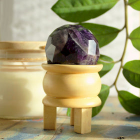 Edelstein facettierte Heilkugel und Ständer – Amethyst