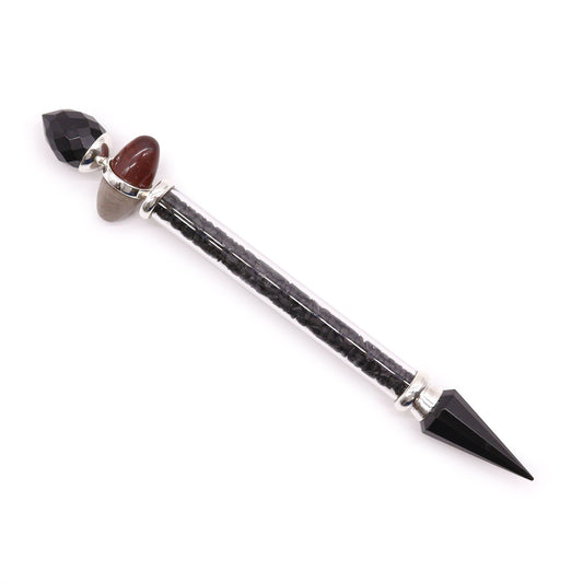 Shiva Lingam Zauberstab – Schwarzer Turmalin & Achat – Schutz