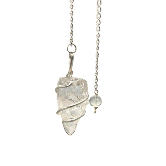 Raw gemstone pendulum - rock quartz