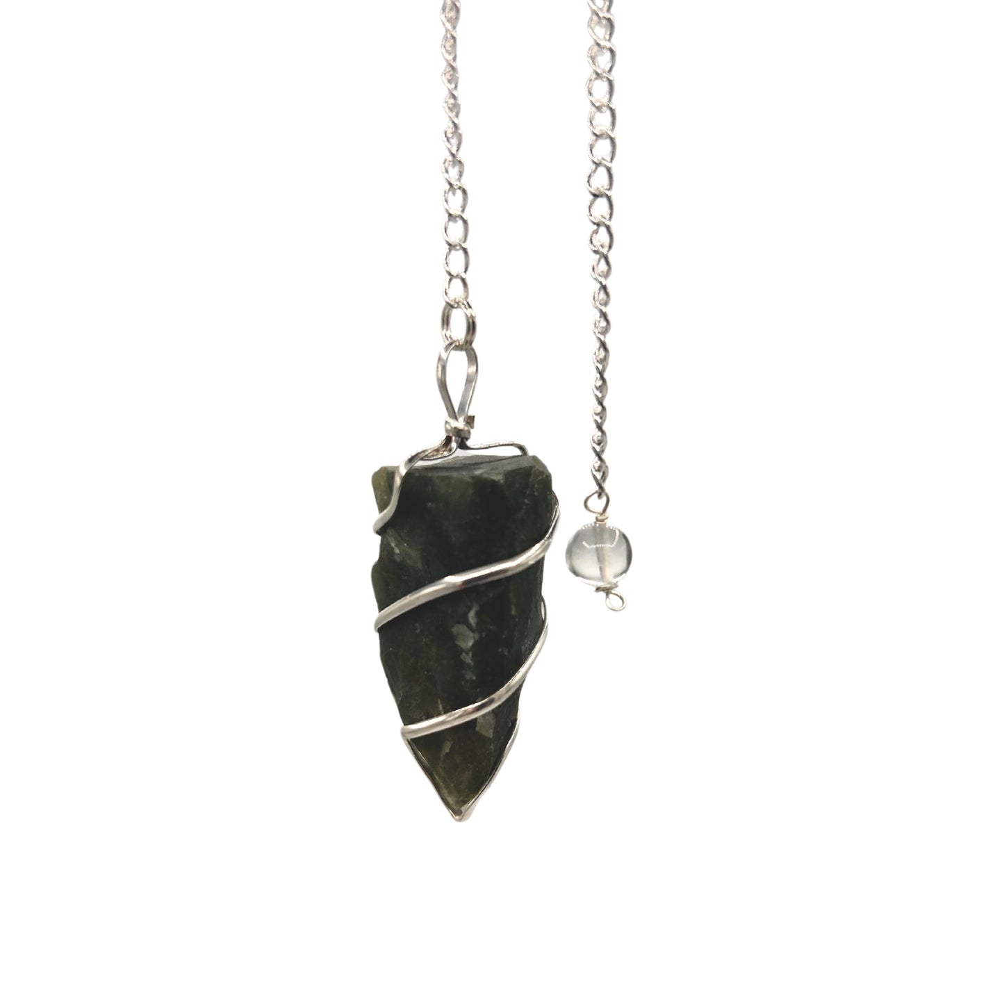 Raw gemstone pendulum – moss agate