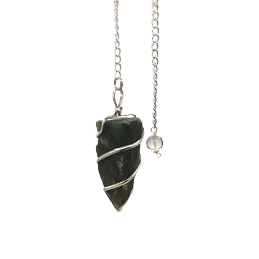 Raw gemstone pendulum – moss agate