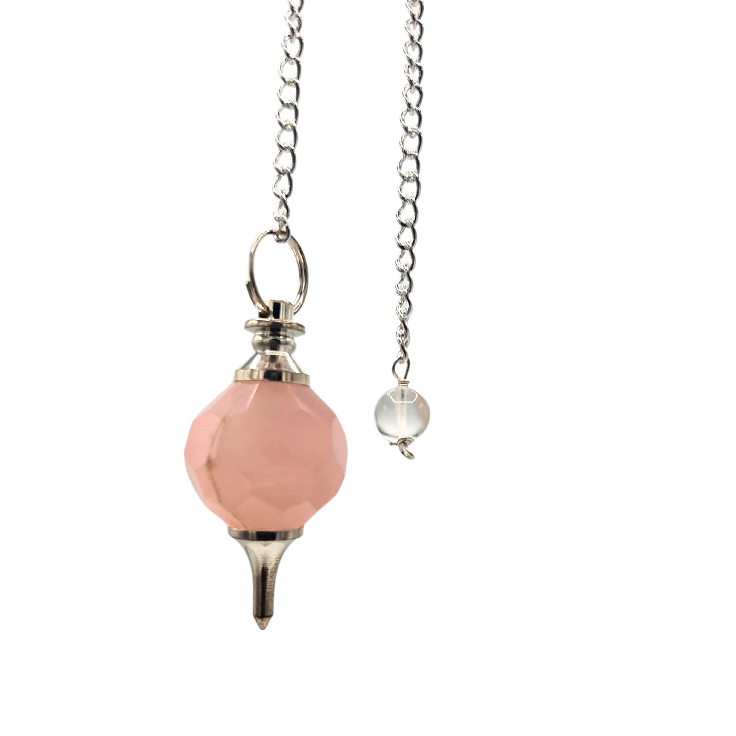 Faceted gemstone pendulum – rose quartz