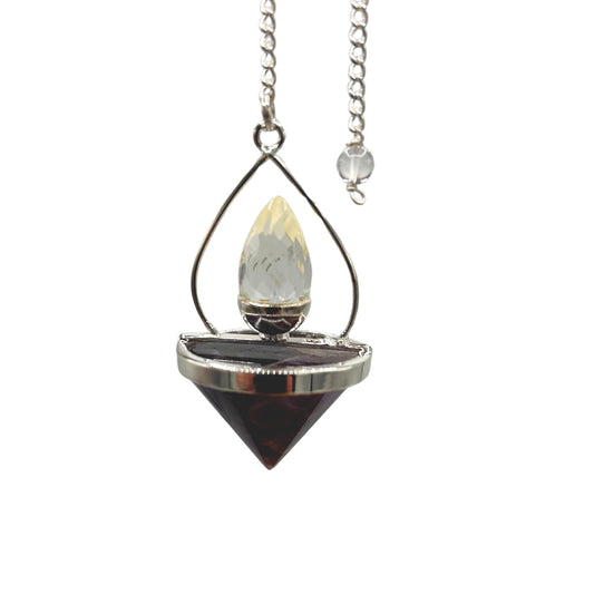 Gemstone Lantern of Life Pendulum – Amethyst and Rock Quartz