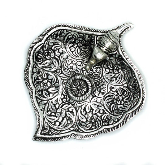 Elefantenblatt-Räucherstäbchenhalter aus poliertem Aluminium, 11 cm