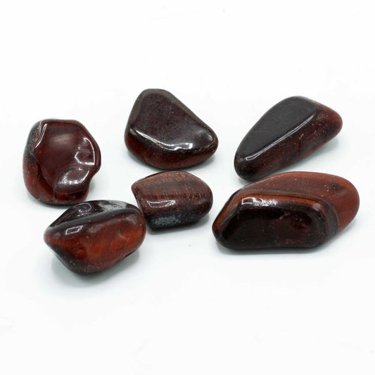 Beutel mit 6 afrikanischen Edelsteinen, Tigerauge – Rot – Größe 8 – 30 mm