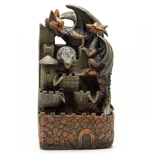 Tischwasserspiel – 35 cm – Drachen, Kristallkugel und Wasserrad