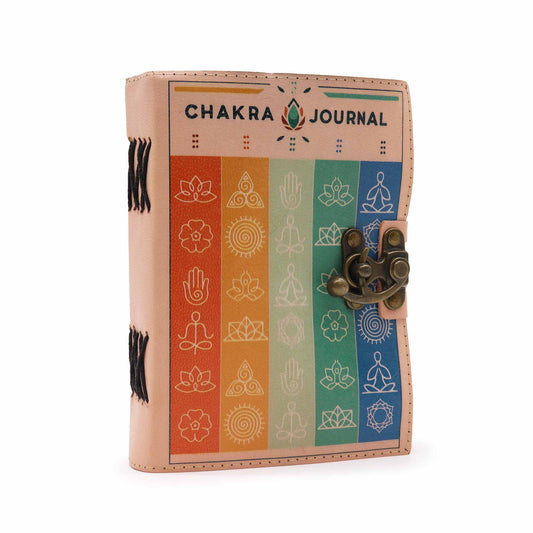 Leder-Notizbuch mit Büttenrand in den sieben Chakra-Farben (7 x 5 Zoll)
