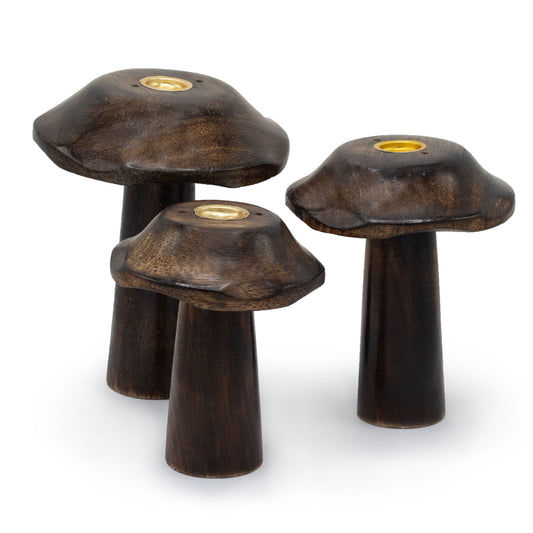 Set mit 3 flachen Räucherkegelpilzen (13 cm, 12 cm, 11 cm)