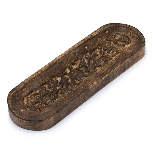 Großes Räucherstäbchentablett 30x10cm - Blumendesign