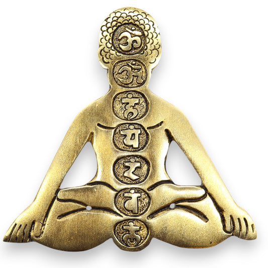Goldfarbener Aluminium-Sieben-Chakra-Räucherstäbchenhalter für Yoga, 12 x 12 cm