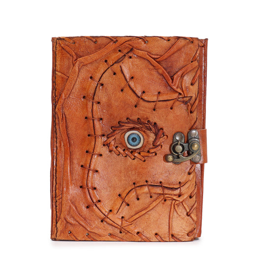 Hellbraunes Tan-Buch – Evil Eye-Dekor – 160 Seiten mit Büttenrand – 17 x 12,5 cm