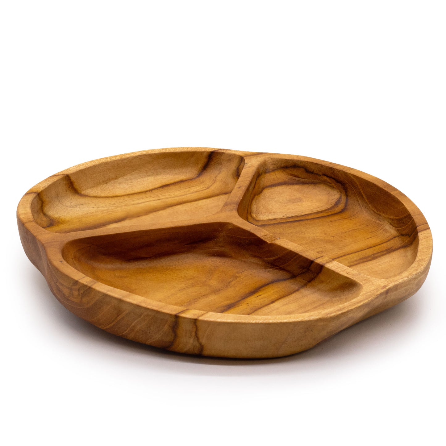 Smooth teak fruit bowl, three-part – 30 x 4 cm
