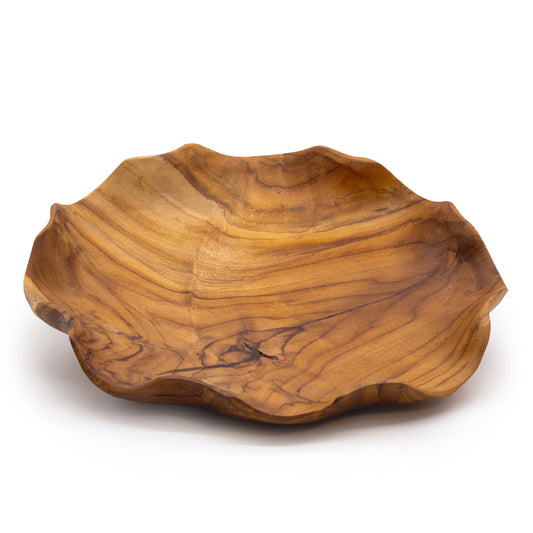 Smooth, round teak fruit bowl – 28 x 5.5 cm