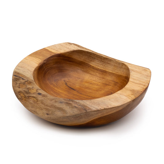 Large teak bowl in natural shape – 25 x 7 cm