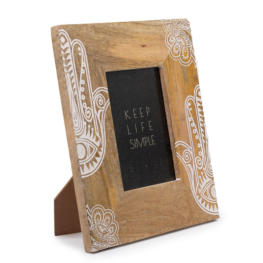 Mittlerer Mangoholz-Bilderrahmen (für 10 x 15 cm), 26 x 20 x 2 cm – Hansa – Weiß