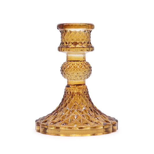 Set mit 2 Vintage-Kerzenhaltern – Antik-Bernstein